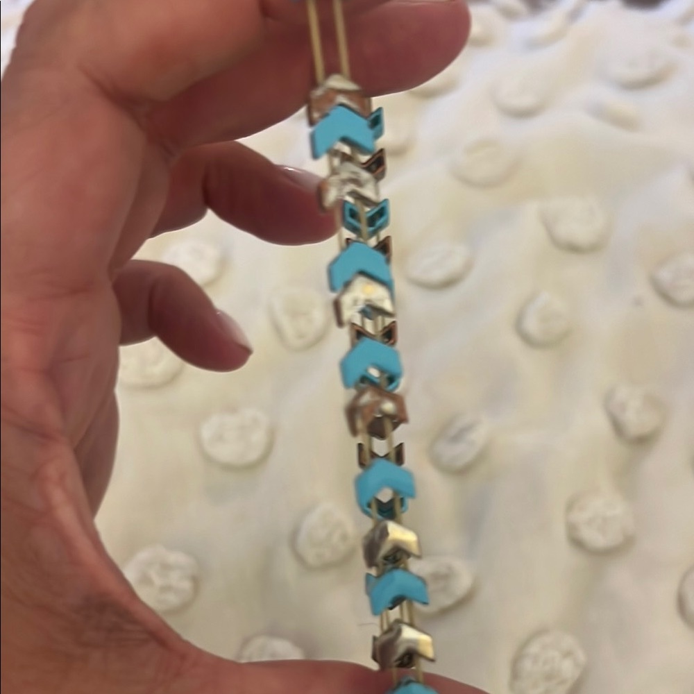 Roxanne Assoulin Gold and Blue Chevron Bracelet - Picture 5 of 5
